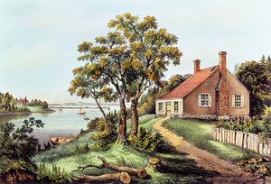 El Lugar de Nacimiento de Washington en Bridges Creek, Condado de Westmoreland, Va de N. and Ives, J.M. Currier